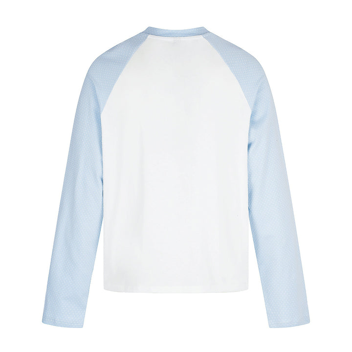 Damen Langarmshirt mit Raglanärmeln, dekorativem Schleifen-Print und weichem Baumwollmix Drune