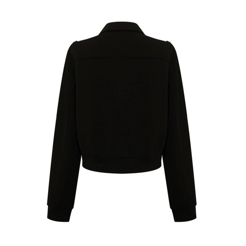 Damen Sweatjacke mit dekorativer Zierkordel, Reißverschluss und Schulterpatten Drune