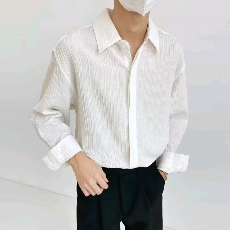 Herren lässiges Langarmhemd mit strukturiertem Design Drune