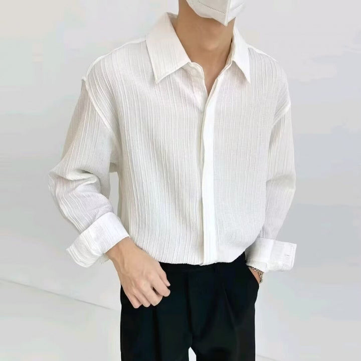 Herren lässiges Langarmhemd mit strukturiertem Design Drune
