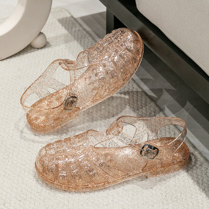 Damen Glitzernde Freizeit-Sandalen im Riemchen-Stil mit verstellbarem Verschluss Drune