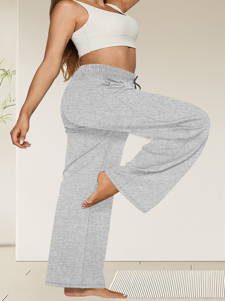 Damen Weite High-Waist Yogahose mit Leopardenmuster und Kordelzug Drune