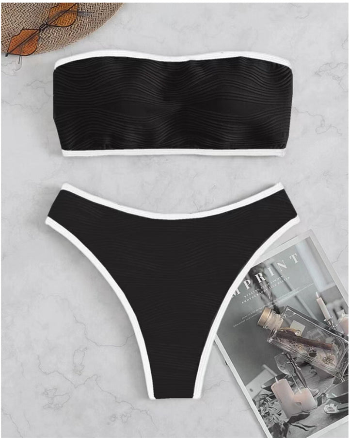 Damen Bandeau-Bikini-Set mit strukturiertem Design Drune
