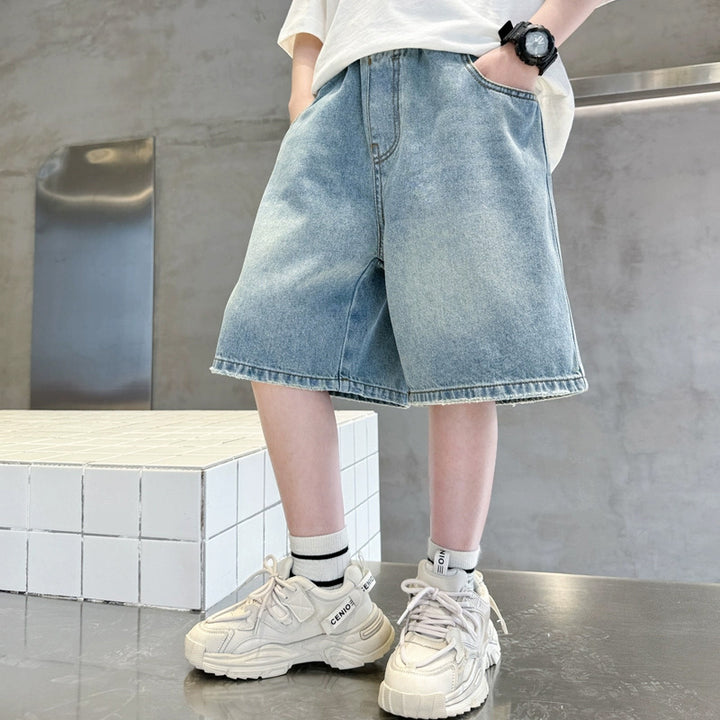 Unisex trendige weit geschnittene Denim-Shorts mit praktischen Taschen Drune