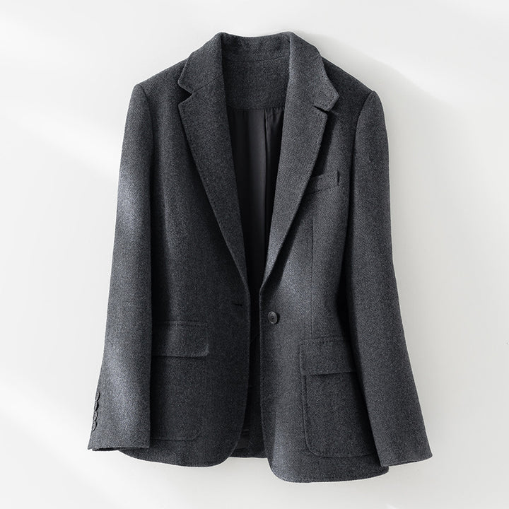 Damen Halbgefütterter Ein-Knopf-Wollmix-Blazer mit abgerundetem Saum Drune