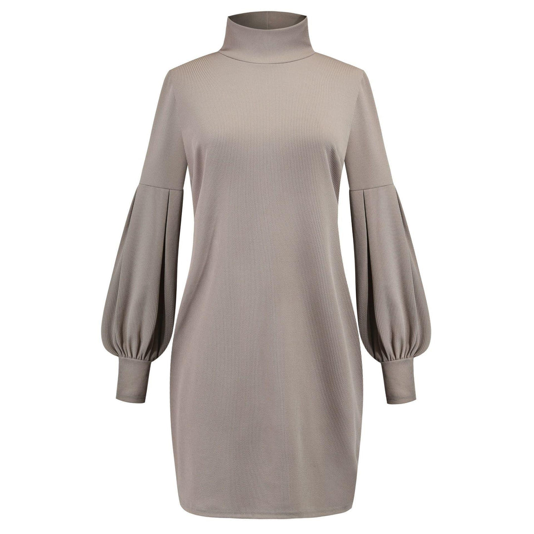 Damen Kleid mit hohem Kragen und voluminösen Ärmeln Drune