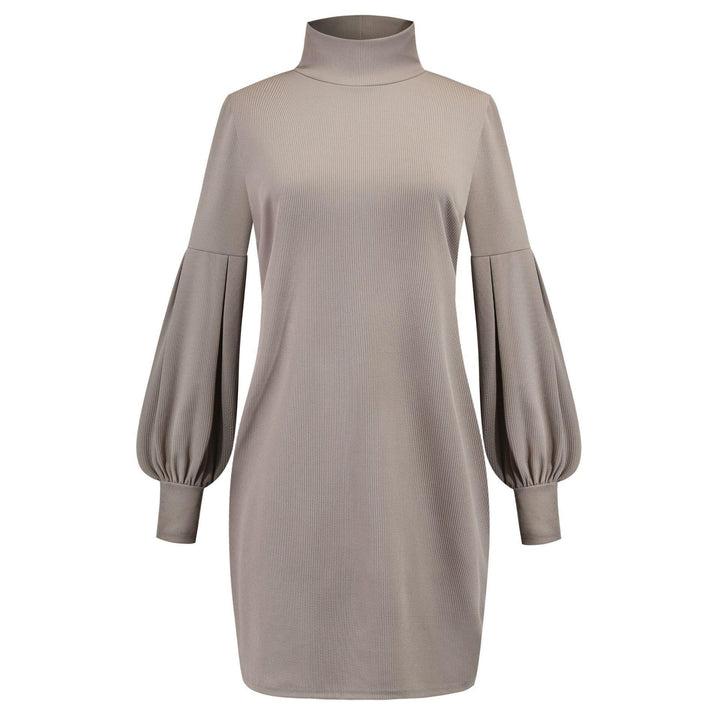 Damen Kleid mit hohem Kragen und voluminösen Ärmeln Drune