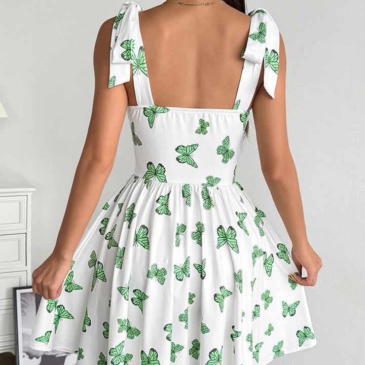 Damen Sommerkleid mit verspieltem Schmetterlingsdesign und verstellbaren Trägern Drune