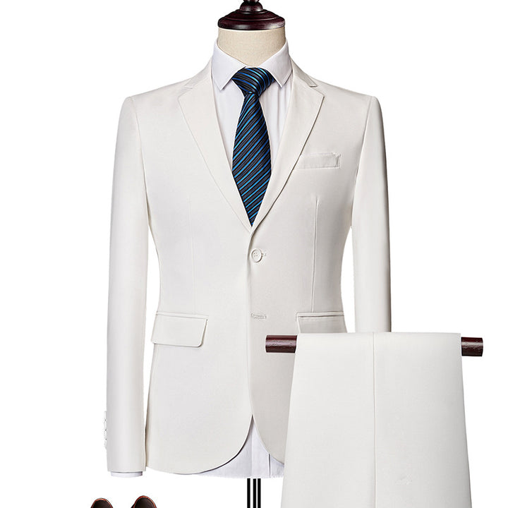 Herren nan Slim-Fit Einreiher-Anzugset mit Ein-Knopf-Sakko, schmaler Anzughose mit Bügelfalte und elastischem Stretchgewebe Drune