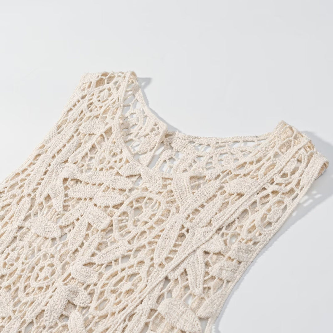 Damen Spitzenoberteil mit asymmetrischem Saum und floralen Mustern Drune