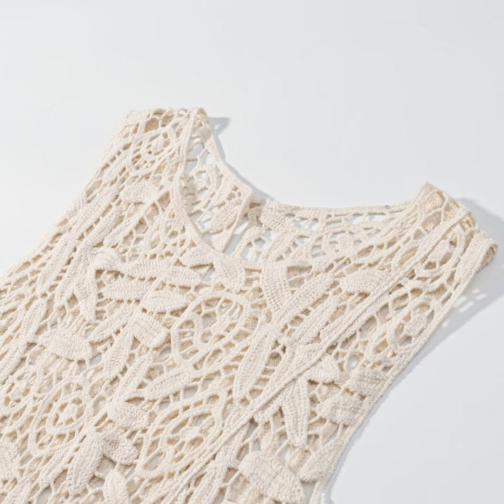 Damen Spitzenoberteil mit asymmetrischem Saum und floralen Mustern Drune