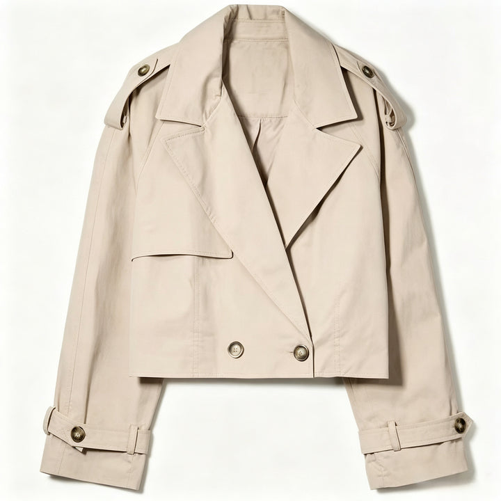 Damen Modische Kurze Trenchjacke Drune