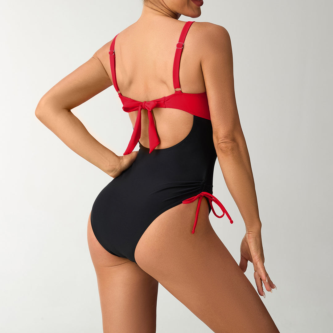 Damen Einteiliger Badeanzug mit raffiniertem Wickeldesign Drune