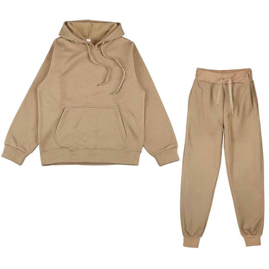 Unisex weiches Lounge-Set mit Oversize-Hoodie, taillenhoher Jogginghose und geripptem Knöchelabschluss Drune