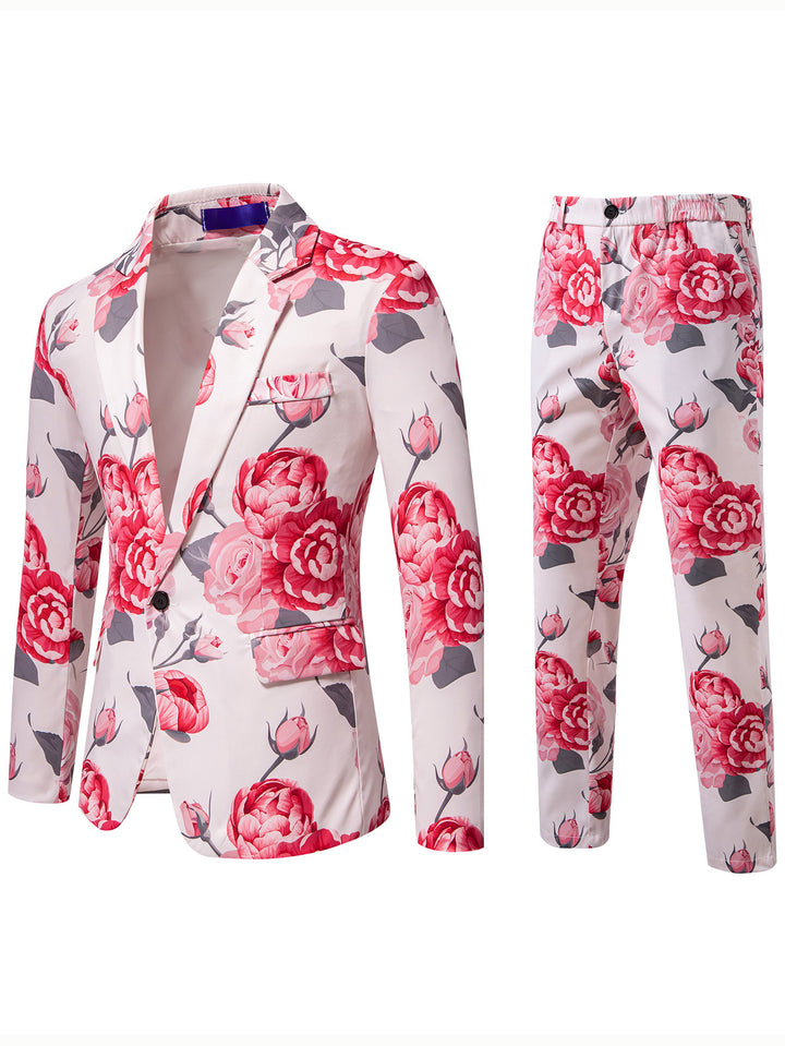 Damen Zweiteiliges Anzugset mit floraler Allover‑Print-Optik, tailliertem Sakko und schmaler Hose Drune