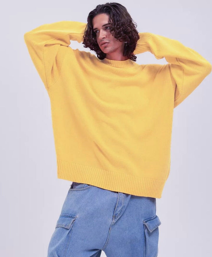 Damen gemütlicher Oversized Pullover mit strukturiertem Rippenmuster und breiten Bündchen Drune