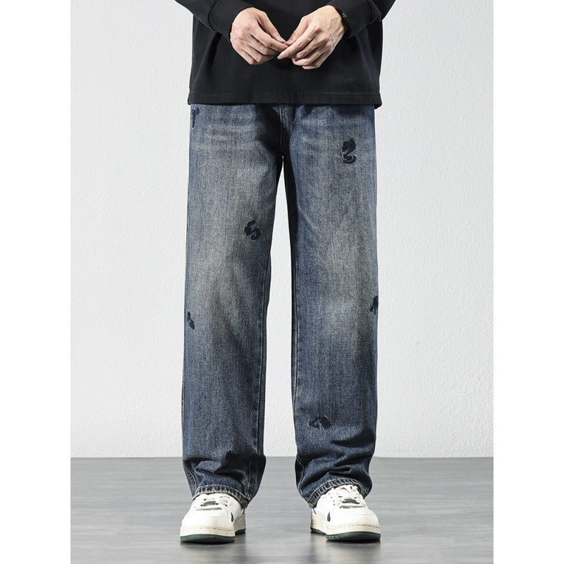 Herren Bequeme und modische Jeans mit Stickereien Drune