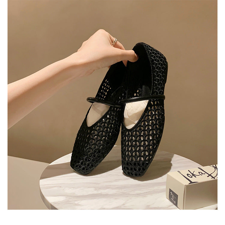 Damen Ballerina-Schuhe mit atmungsaktivem Mesh-Obermaterial und elastischem Riemen Drune