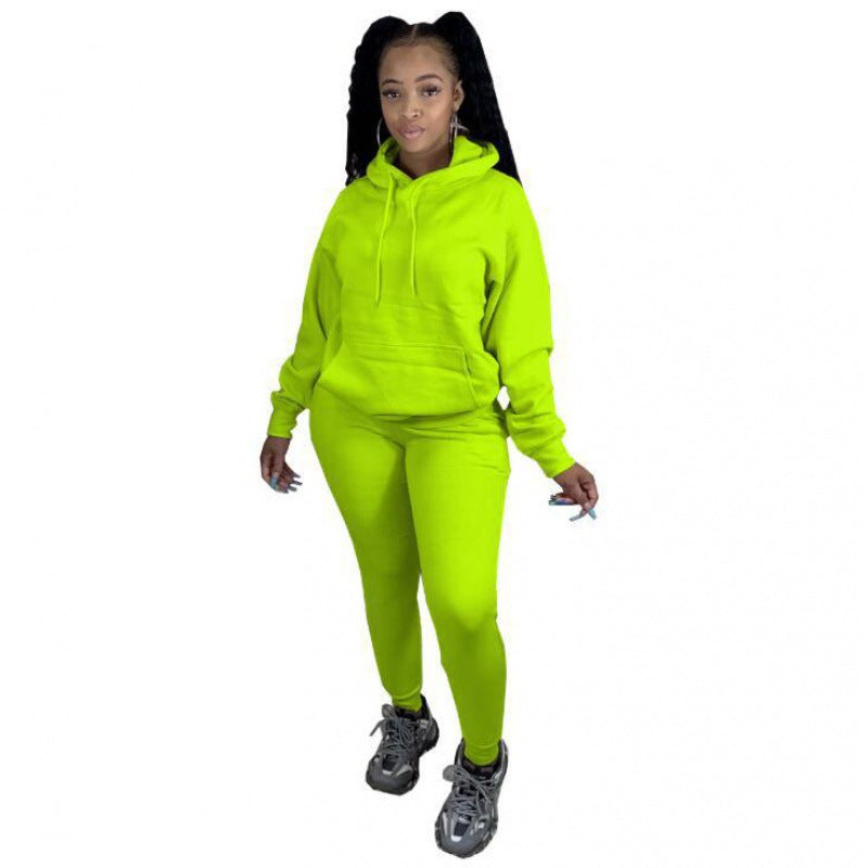 Damen Zweiteiliges Freizeitset mit Oversize Kapuzenpullover und Leggings mit hohem Bund, schmaler Passform Drune