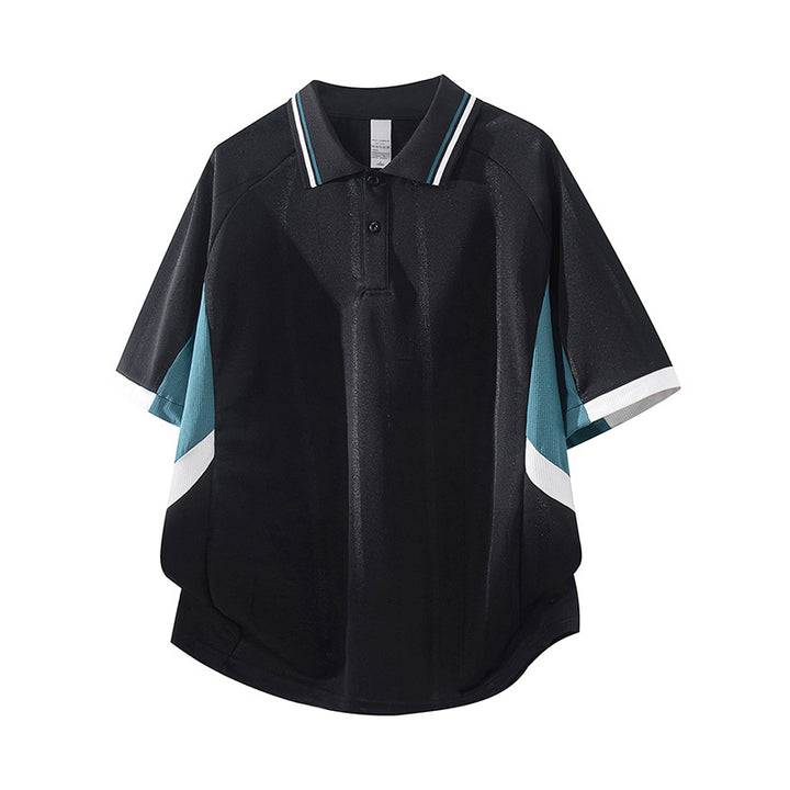 Unisex Boxy Oversize Polo-Shirt aus technischem Funktionsjersey mit Kontrastpaneelen und Raglanärmeln Drune