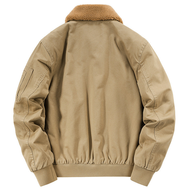 Herren Flieger-Bomberjacke im Canvas‑Look mit gesteppter Thermo‑Innenlage und Teddykragen Drune