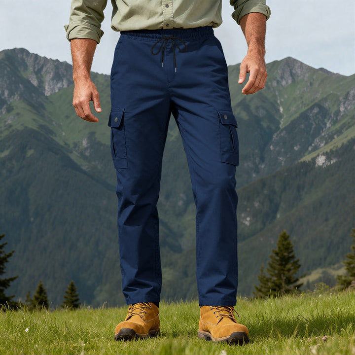 Herren nan robuste Freizeit-Cargohose mit elastischem Bund Tunnelzug und Mehrfachtaschen Drune