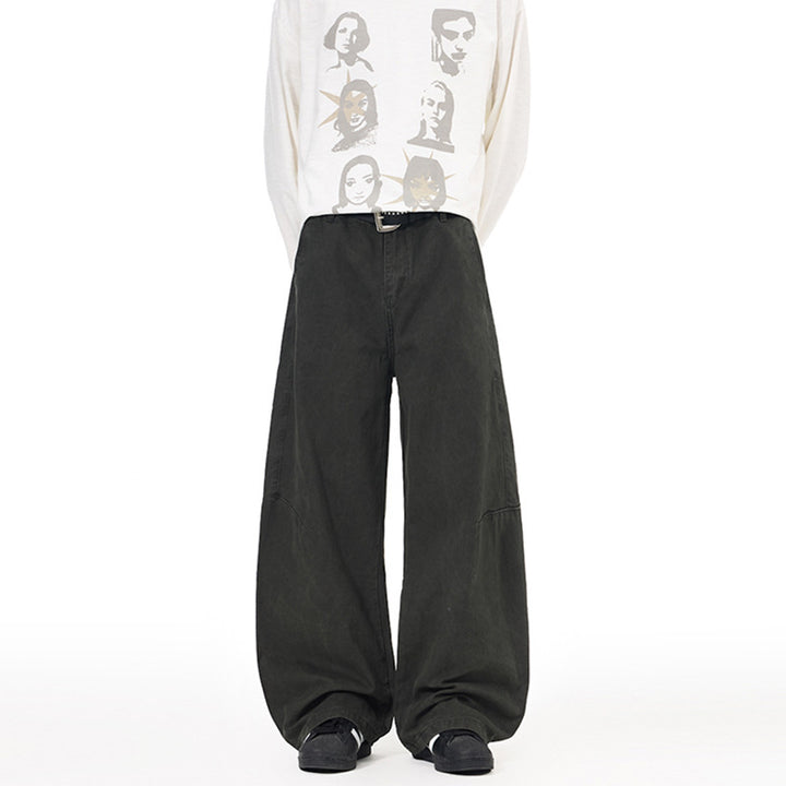 Herren Ultraweite Palazzo-Baggy-Hose mit tiefem Schritt und entspanntem Bund Drune