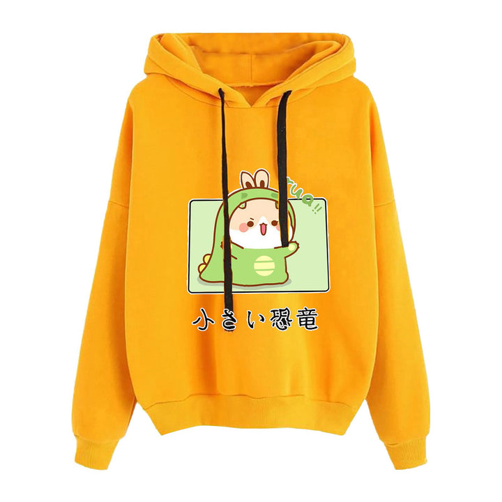 Damen nan kurz geschnittener Cropped-Kapuzenpullover mit niedlicher Frosch-Illustration und verstellbarer Kapuze Drune