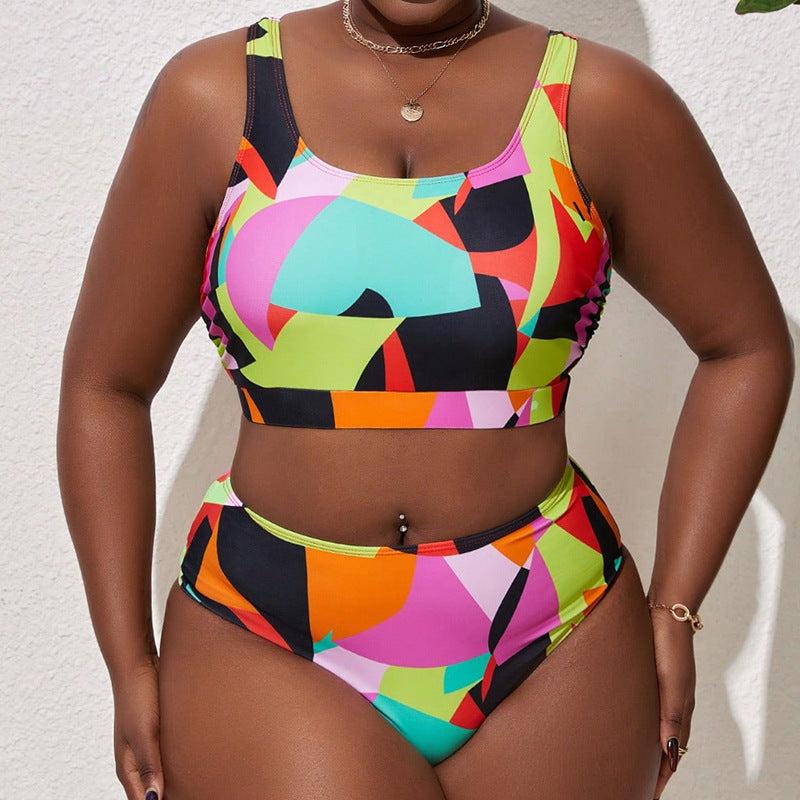 Damen Hochgeschnittener Bikini mit grafischem Muster Drune