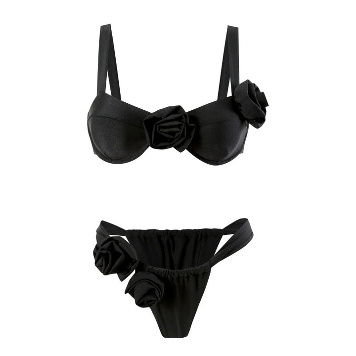 Damen Bikini-Set mit modischen Rosen-Applikationen und komfortablem Schnitt Drune
