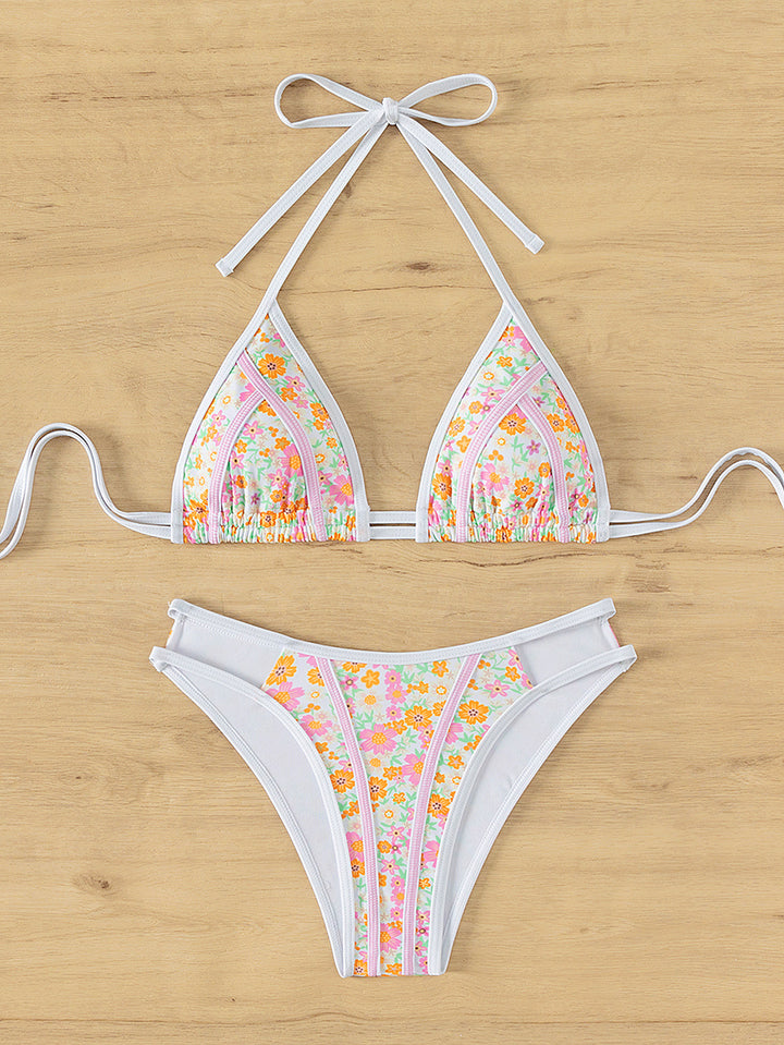 Damen Triangel-Bikini mit verspieltem Palmenmuster Drune