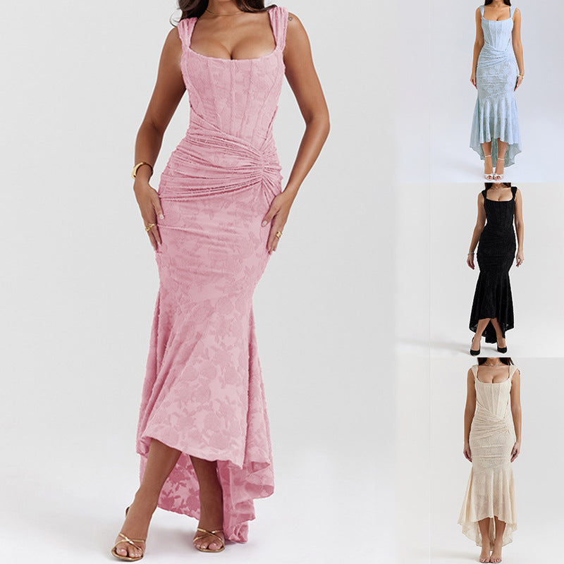 Damen Elegantes Maxikleid mit raffinierten Rüschen und schmeichelndem Schnitt Drune
