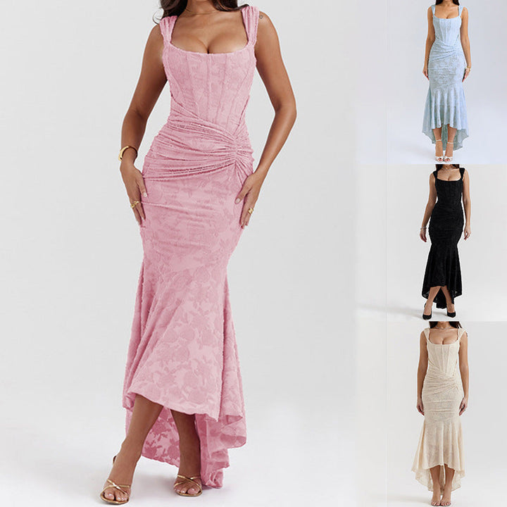 Damen Elegantes Maxikleid mit raffinierten Rüschen und schmeichelndem Schnitt Drune
