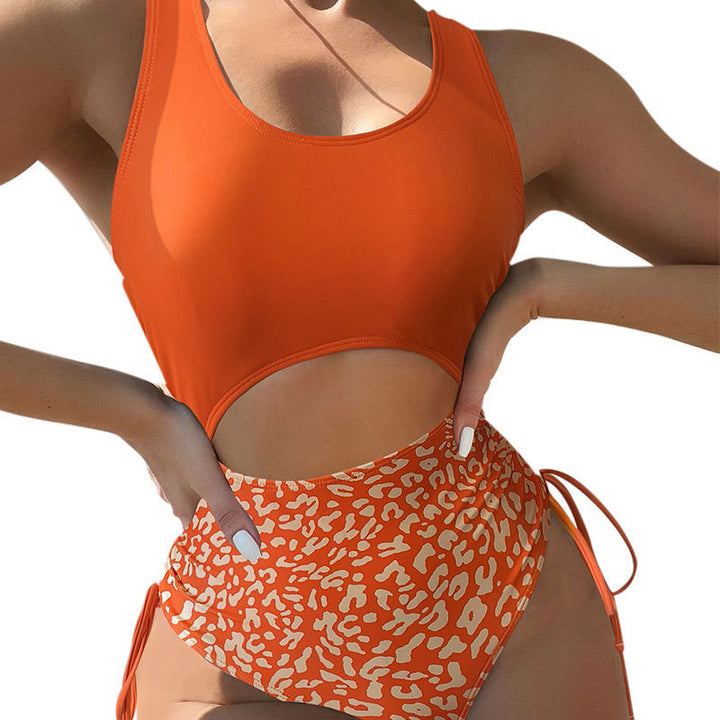 Damen Einteiler Badeanzug mit durchgehendem und farblich akzentuiertem Design Drune