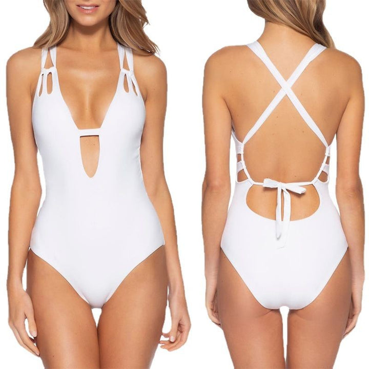 Damen Cut-Out Badeanzug mit modischen Kreuzträgern Drune