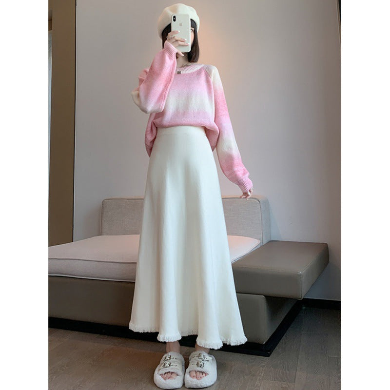 Damen Eleganter Midi-Rock mit fransenförmigem Saum und hochwertiger Anfertigung Drune