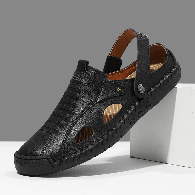 Herren Atmungsaktive Lederfreizeitschuhe mit offenem Fersendesign Drune