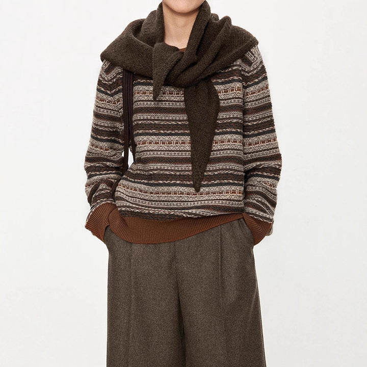 Damen modischer Strickpullover mit französischen Gürtel-Details Drune
