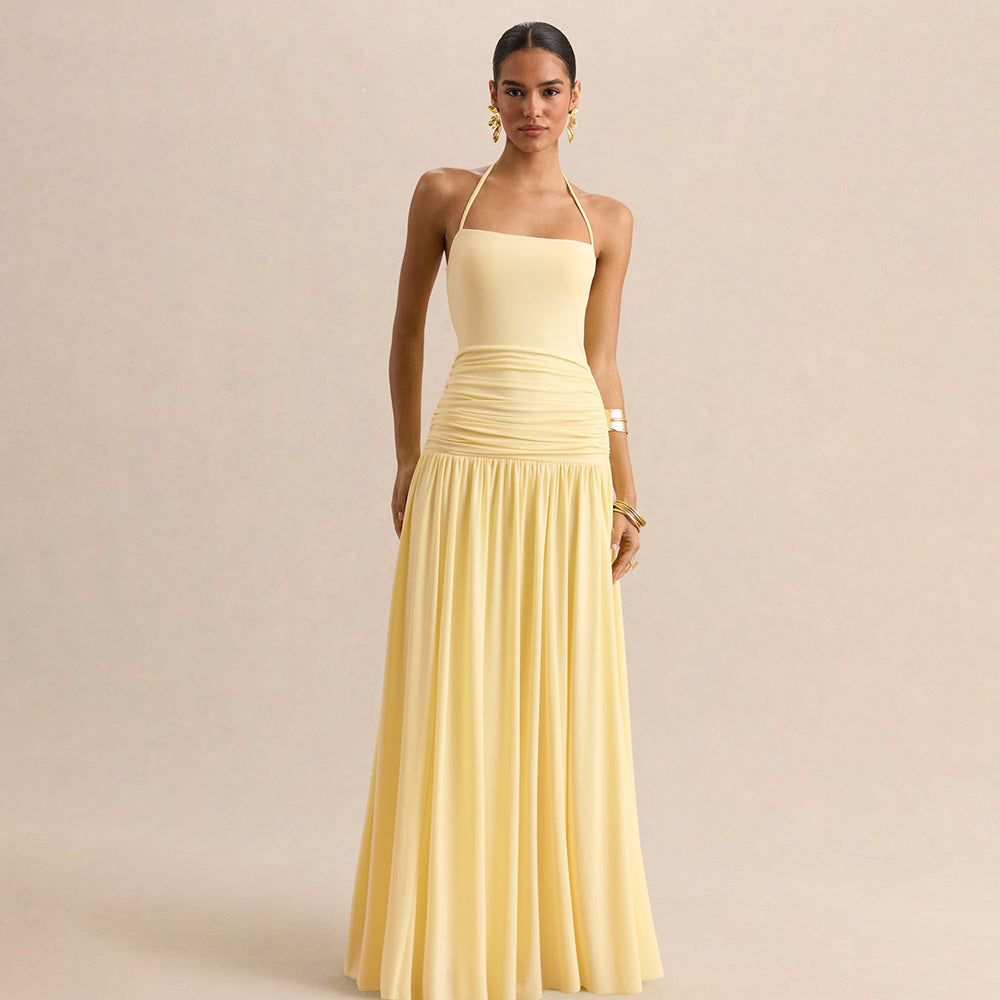 Damen Elegantes Abendkleid mit Off-Shoulder-Design und Fließendem Cape Drune