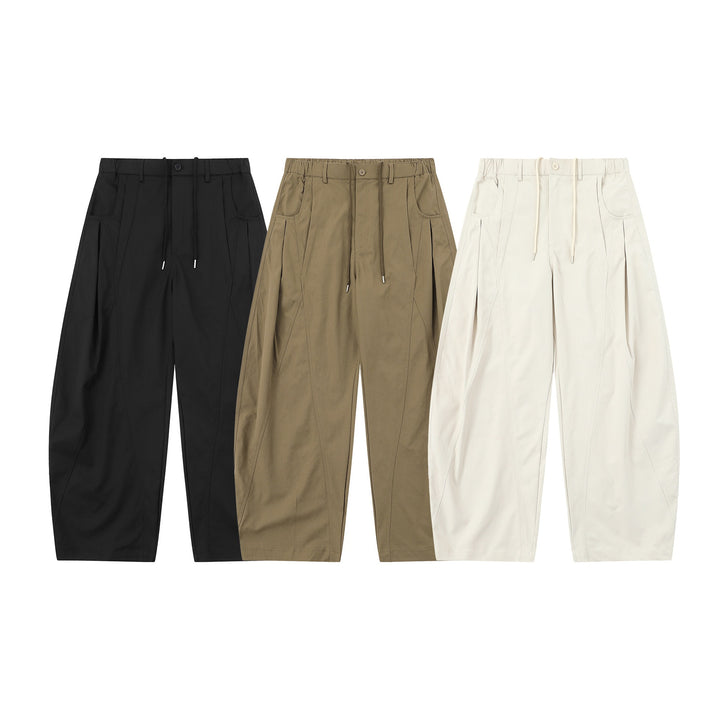 Damen High-Waist Cropped-Cargo-Hose mit abgesteppten Paneelen und Tunnelzug Drune