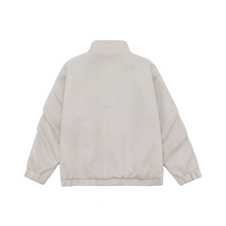 Unisex Kurzgeschnittene Stehkragen-Fleecejacke mit verdeckter Druckknopfleiste Drune