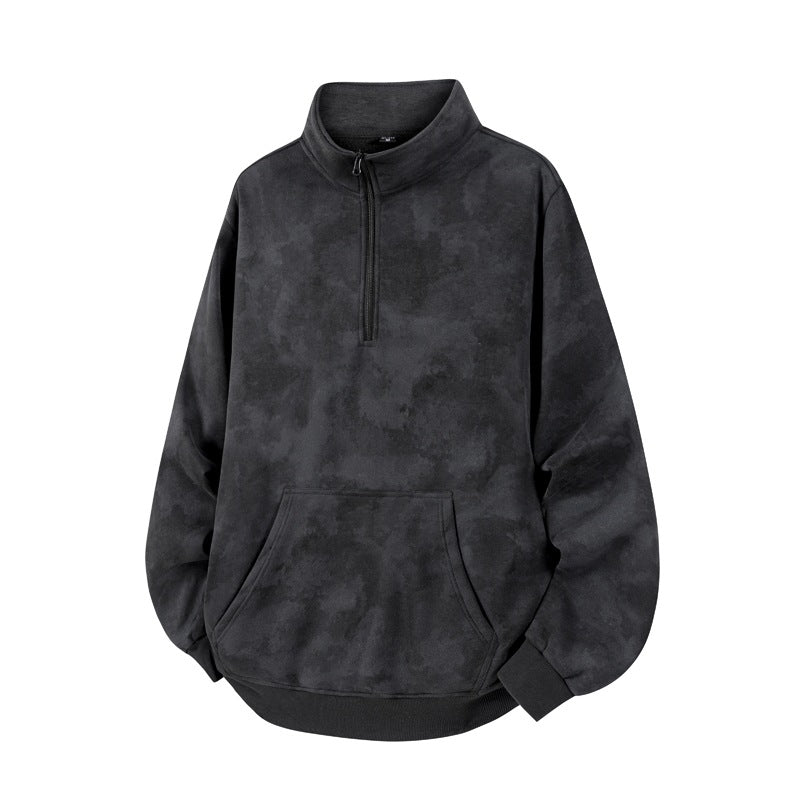 Unisex Oversize-Halbzip-Sweatshirt mit Kängurutasche und hohem Kragen Drune