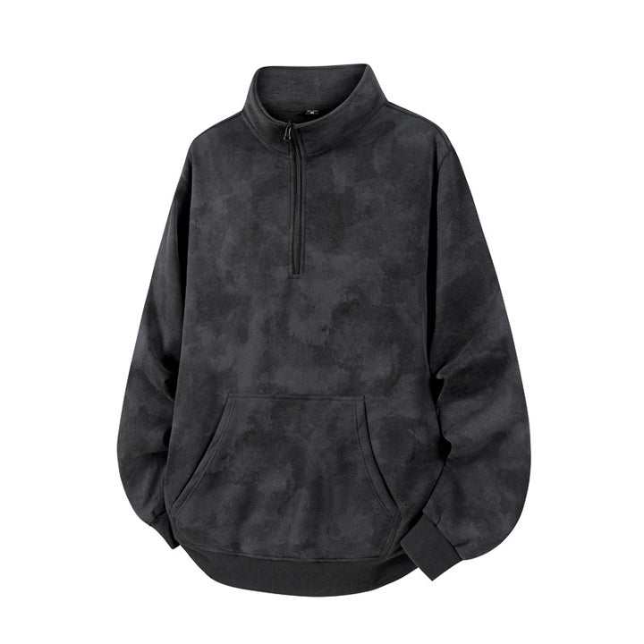 Unisex Oversize-Halbzip-Sweatshirt mit Kängurutasche und hohem Kragen Drune