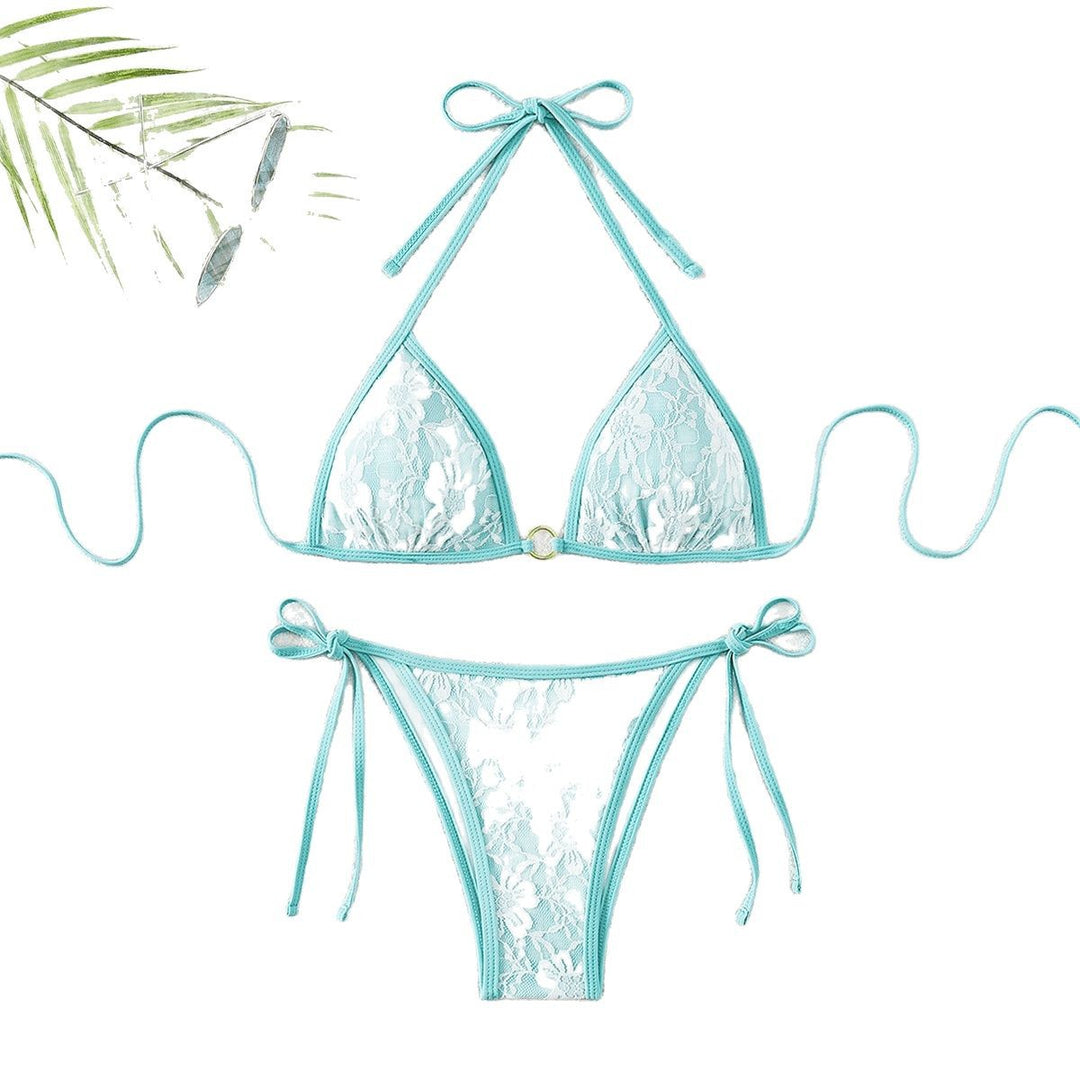 Damen Spitze Triangel-Bikini mit raffinierten Bindebändern Drune
