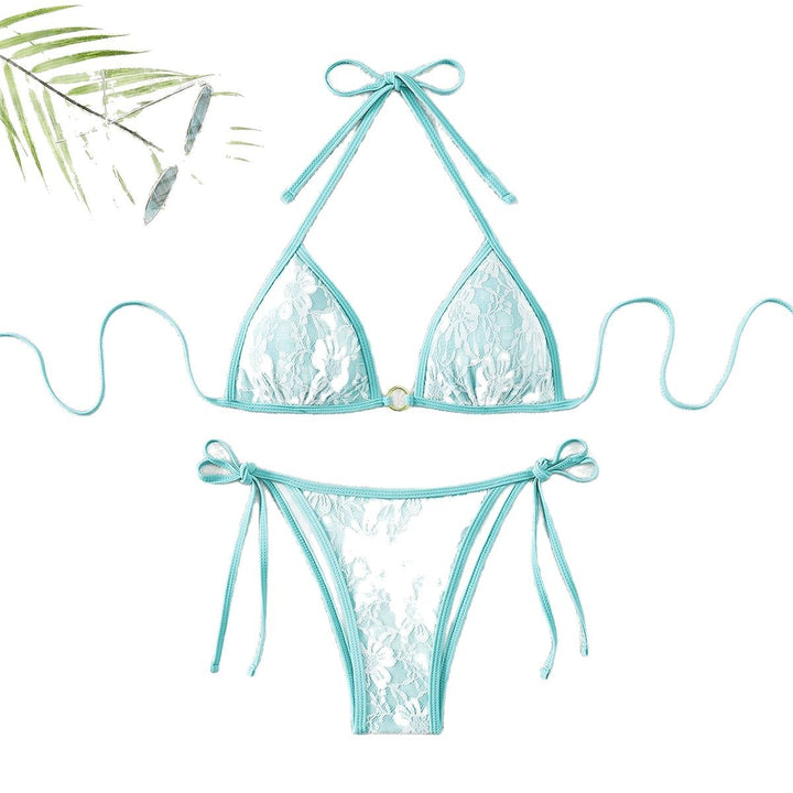 Damen Spitze Triangel-Bikini mit raffinierten Bindebändern Drune
