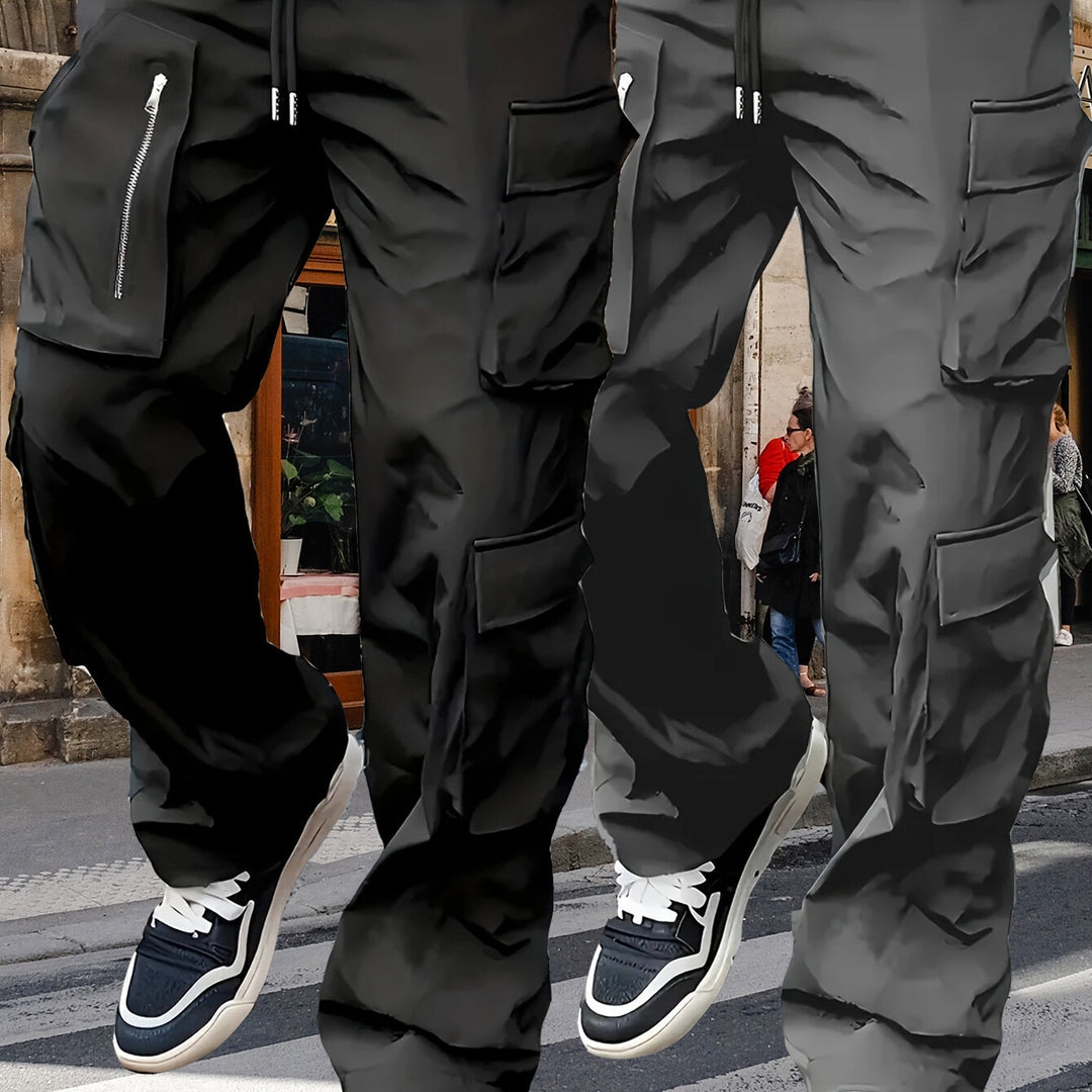 Herren Utility-Cargohose mit Reißverschlusstasche, Tunnelzugbund & Mehrfachtaschen Drune