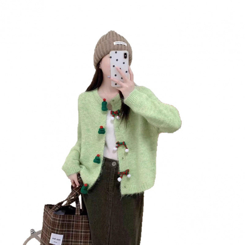 Damen Strickjacke mit festlichen Applikationen und Knopfdetails Drune