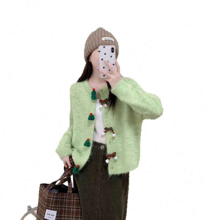 Damen Strickjacke mit festlichen Applikationen und Knopfdetails Drune