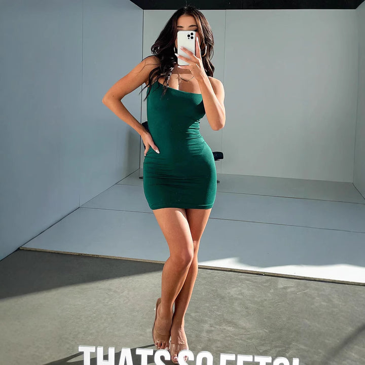 Damen Figurbetontes Sommerkleid mit schmalem Schnitt und feinen Spaghettiträgern Drune