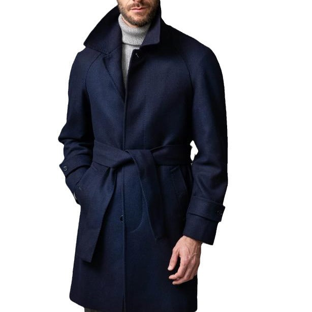 Herren klassischer Trenchcoat mit stilvollem Gürtel und doppelter Knopfreihe Drune